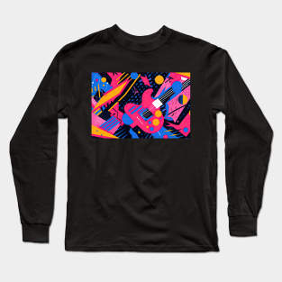 Memphis Design Guitar in Pink Long Sleeve T-Shirt